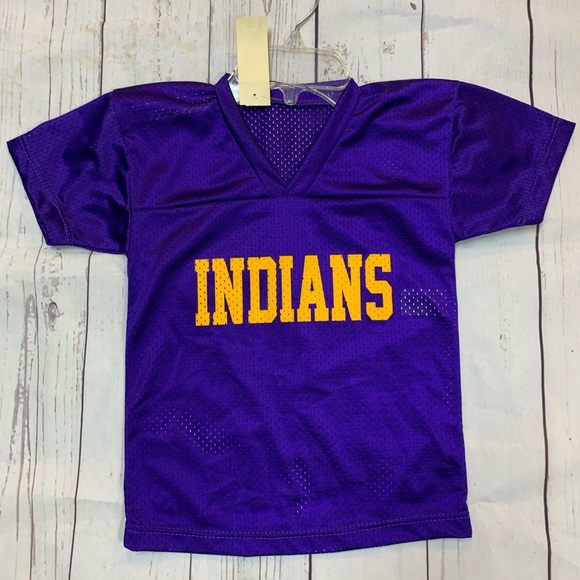 Kids 2T-XL Purple & Gold Indians Logo Football Uniform Mesh Sports Jersey NWT - Picture 1 of 2